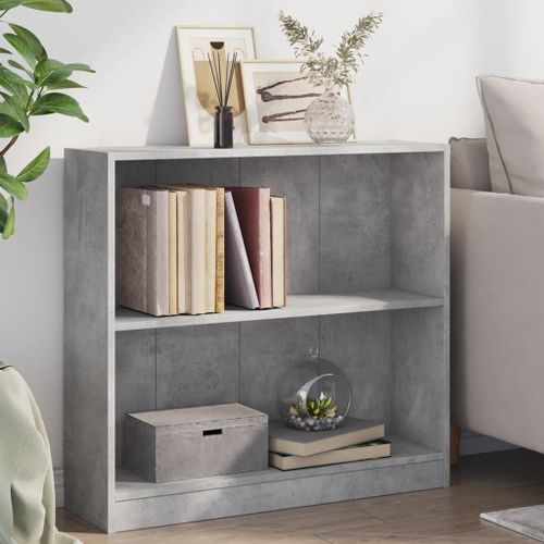Vidaxl Bibliothèque Gris Béton 80x24x75 Cm Bois D'ingénierie