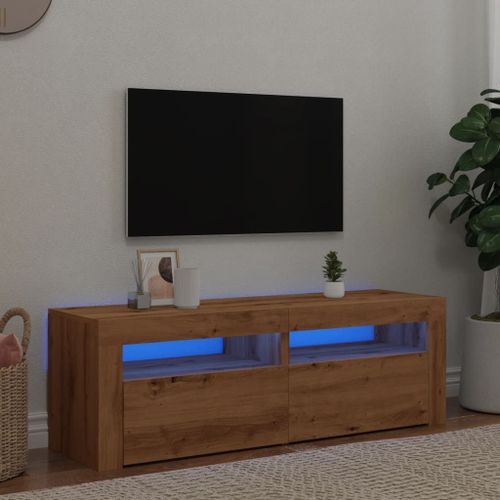Vidaxl Meuble Tv Avec Lumières Led Chêne Artisanal Bois D'ingénierie