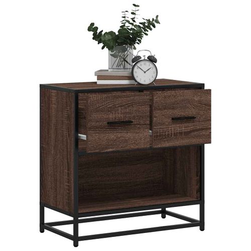 Vidaxl Table De Chevet Chêne Marron 60x31x60 Cm Bois Ingénierie Métal