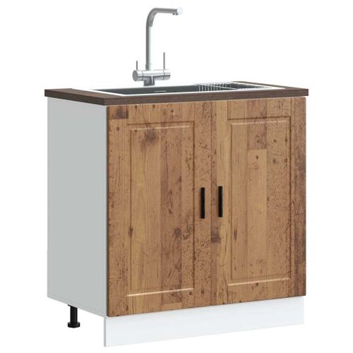 Vidaxl Meuble Bas Pour Évier Porto Vieux Bois Bois Ingénierie