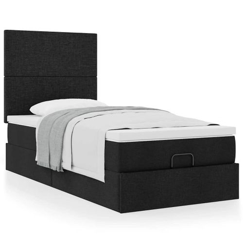 Vidaxl Cadre De Lit Ottoman Avec Matelas Noir 80x200 Cm Tissu