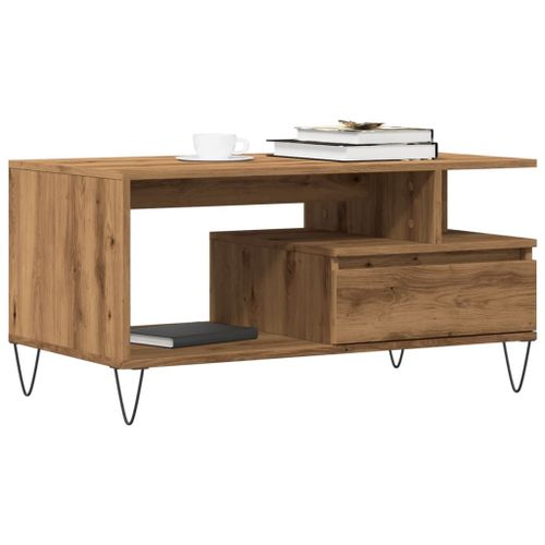 Vidaxl Table Basse Chêne Artisanal 90x49x45 Cm Bois D'ingénierie