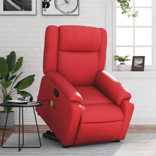 Vidaxl Fauteuil Inclinable De Massage Rouge Similicuir