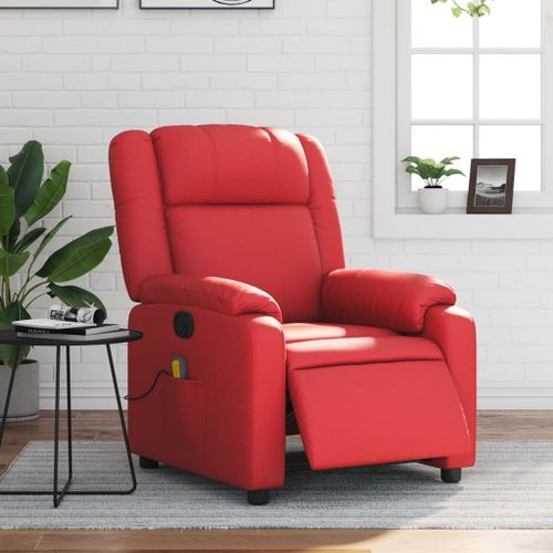 Vidaxl Fauteuil De Massage Inclinable Électrique Rouge Similicuir