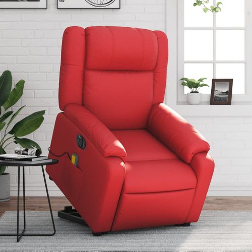 Vidaxl Fauteuil Inclinable De Massage Électrique Rouge Similicuir