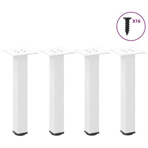 Vidaxl Pieds De Table Basse 4 Pcs Blanc 42-44 Cm Acier