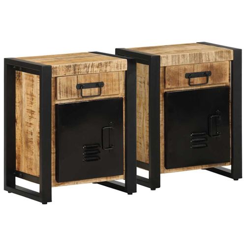 Vidaxl Tables De Chevet 2 Pcs Bois De Manguier Massif Brut