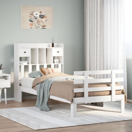Vidaxl Lit Bibliothèque Sans Matelas Blanc 75x190cm Bois De Pin Massif