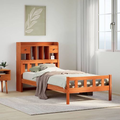 Vidaxl Lit Bibliothèque Sans Matelas Cire Marron 75x190 Cm Pin Massif