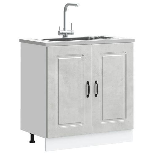 Vidaxl Meuble Bas Pour Évier Kalmar Gris Béton Bois Ingénierie