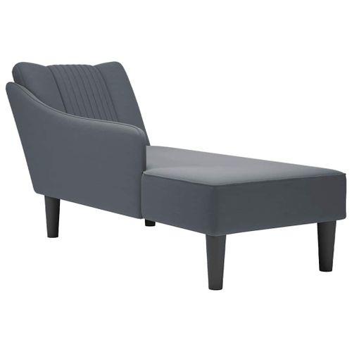 Vidaxl Fauteuil Long Avec Accoudoir Droit Gris Foncé Velours