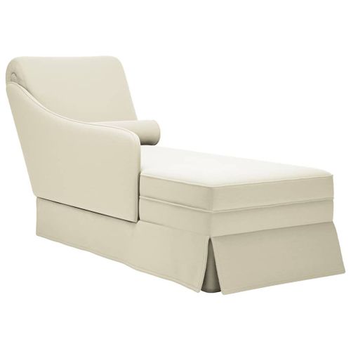 Vidaxl Fauteuil Long Avec Traversin Et Accoudoir Droit Crème Velours