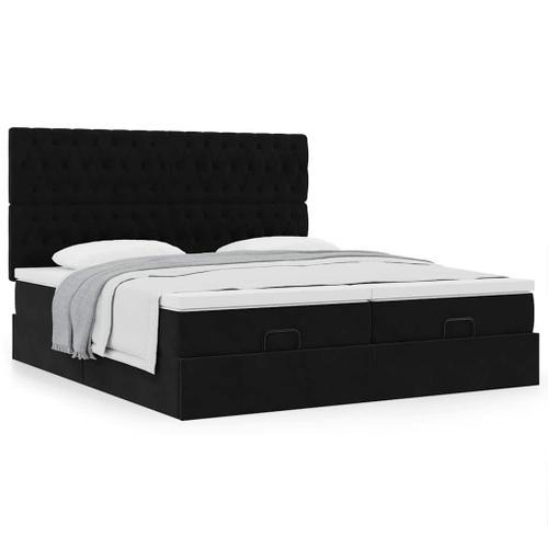 Vidaxl Cadre De Lit Ottoman Avec Matelas Noir 200x200cm Velours