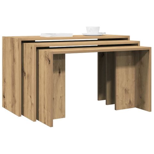 Vidaxl Tables Gigognes 3 Pcs Chêne Artisanal Bois D'ingénierie