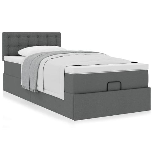 Vidaxl Cadre De Lit Ottoman Avec Matelas Gris Foncé 100x200 Cm Tissu