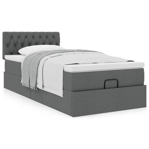 Vidaxl Cadre De Lit Ottoman Avec Matelas Gris Foncé 100x200 Cm Tissu