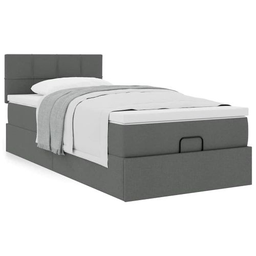 Vidaxl Cadre De Lit Ottoman Avec Matelas Gris Foncé 100x200 Cm Tissu