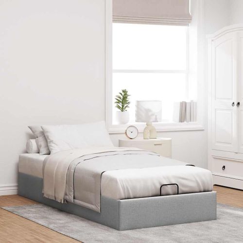 Vidaxl Cadre De Lit Ottoman Sans Matelas Gris Clair 100x200 Cm Tissu
