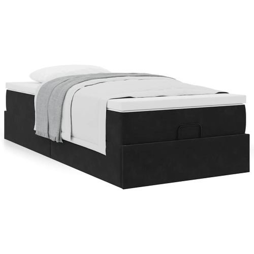Vidaxl Cadre De Lit Ottoman Avec Matelas Noir 100x200cm Velours