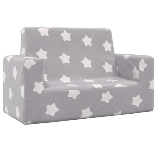 Vidaxl Canapé Pour Enfants À 2 Places Gris Clair Étoiles Peluche Douce