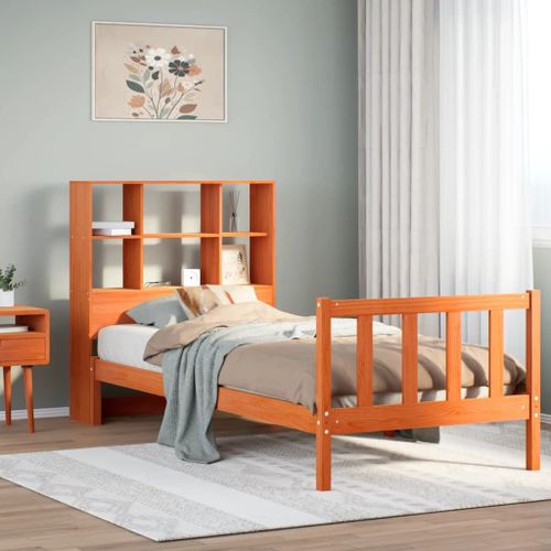 Vidaxl Lit Bibliothèque Sans Matelas Cire Marron 75x190 Cm Pin Massif