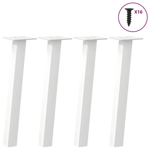Vidaxl Pieds De Table Basse 4 Pcs Blanc 42 Cm Acier