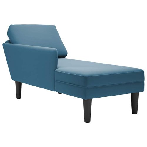 Vidaxl Fauteuil Long Avec Coussin Et Accoudoir Droit Bleu Velours