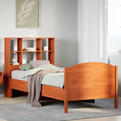 Vidaxl Lit Bibliothèque Sans Matelas Cire Marron 90x190 Cm Pin Massif