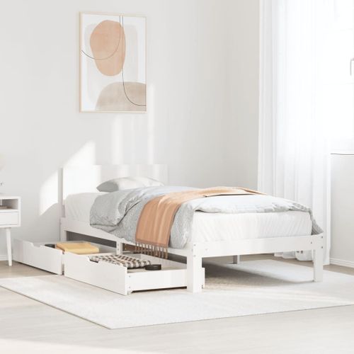 Vidaxl Cadre De Lit Avec Tiroirs Sans Matelas Blanc 90x190 Cm
