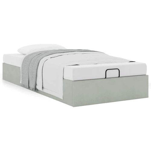 Vidaxl Cadre De Lit Ottoman Sans Matelas Gris Clair 90x200 Cm Velours
