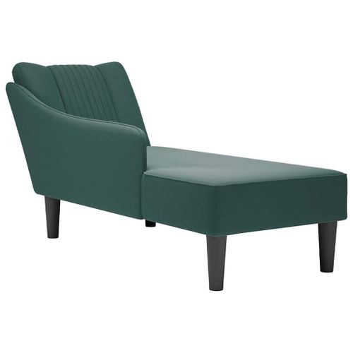 Vidaxl Fauteuil Long Avec Accoudoir Droit Vert Foncé Velours