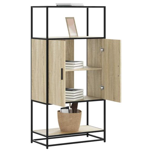 Vidaxl Buffet Haut Chêne Sonoma 68x35x139 Cm Bois D'ingénierie Métal