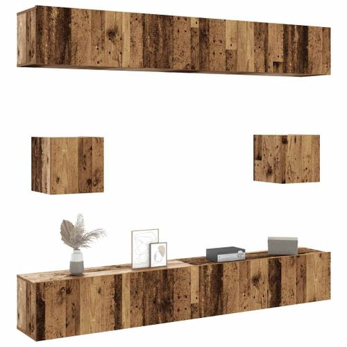 Vidaxl Ensemble De Meuble Tv Mural 6 Pcs Vieux Bois Bois D'ingénierie