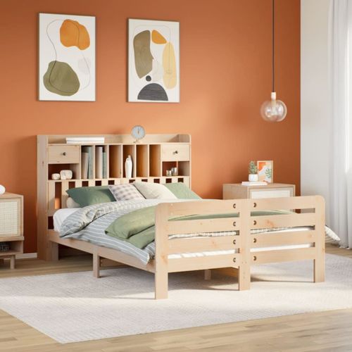 Vidaxl Lit Bibliothèque Sans Matelas 150x200 Cm Bois Massif De Pin