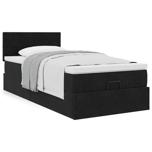 Vidaxl Cadre De Lit Ottoman Avec Matelas Noir 80x200 Cm Velours