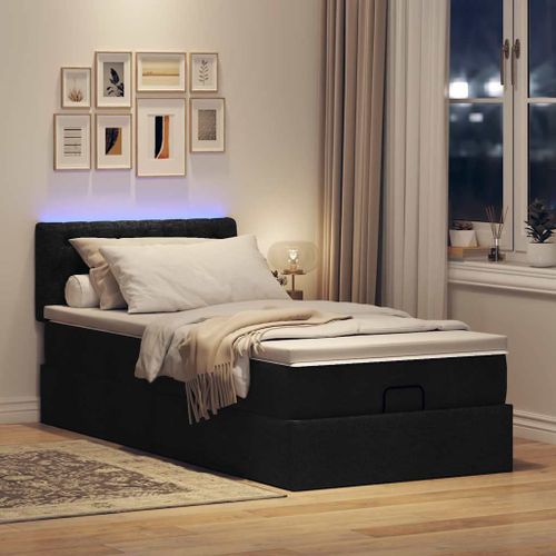 Vidaxl Cadre De Lit Ottoman Avec Matelas Noir 90x190 Cm Tissu