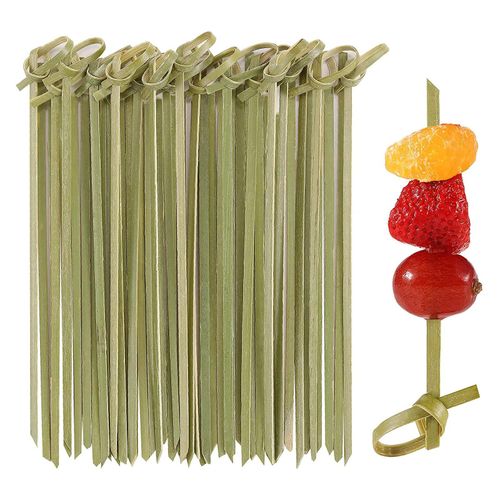 Fourchette en bambou pour aliments,100 pièces,12cm,pour poulet,fruits,barbecue,fournitures de fête