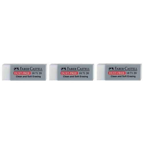Faber-Castell Lot De 3 Gommes En Plastique Dust-Free Grise