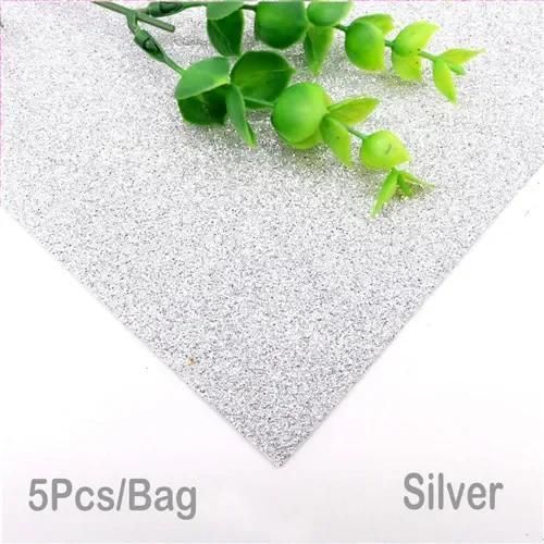 Papier Mousse Scintillant Sans Colle,5 Feuilles,20x30cm,Pour Activités Artisanales Pour Enfants - Type Silver