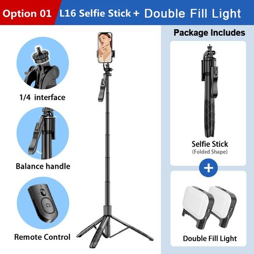 Roreta-L16 Sans Fil Selfie Stick Trépied Stand Pliable Monopode Pour Gopro Caméras D'action Smartphones Balance Stable Tir En Direct - Type Option 01