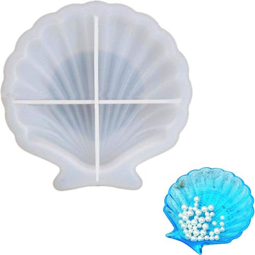 Moule En Silicone De Dessous Verre Irrégulier Silicone Moule Résine Époxy Dessous Verre Bricolage Artisanat Décoration Moule De Stockage De Plat De Coquille Pendule Époxy En Cristal De Bricolage