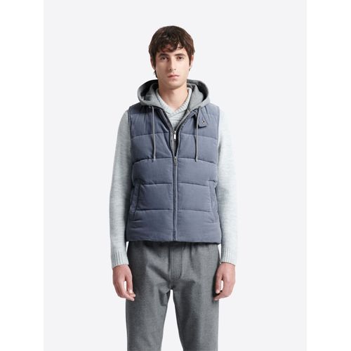 Doudoune Sans Manches Velours À Capuche - Bleu Zen - Xxl