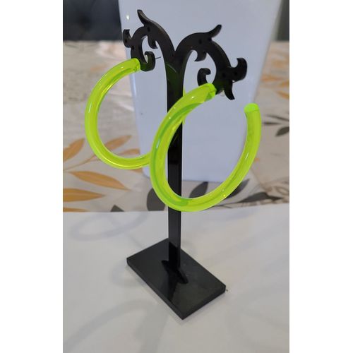 Boucles D'oreilles Anneaux Creoles Jaune Fluo Soiree Annee 80 !