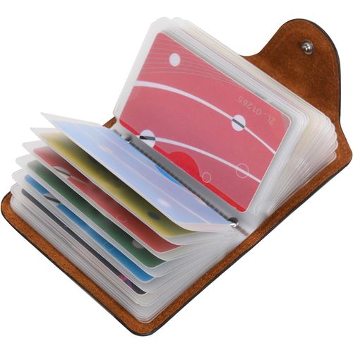 Porte Cartes de Crédit Femmes Homme Cuir 20 Fentes (N-Marron)