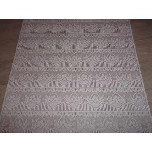 Rideau Large Passe Tringle "Fleurs" Blanc 95 X 203 Cms Tbe