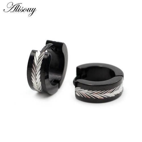 Alisouy 2 Pièces Boucles D'oreilles Punk En Acier Inoxydable Sculpture Oreilles De Blé Boucles D'oreilles Femmes Hommes Cercle Boucles D'oreilles Piercing Bijoux De Corps
