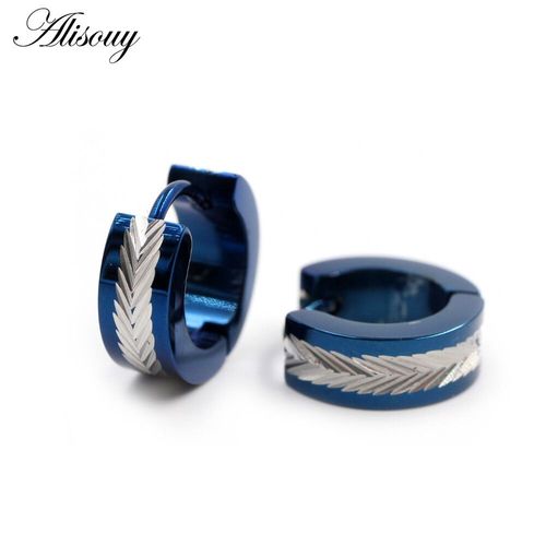 Alisouy 2 Pièces Boucles D'oreilles Punk En Acier Inoxydable Sculpture Oreilles De Blé Boucles D'oreilles Femmes Hommes Cercle Boucles D'oreilles Piercing Bijoux De Corps
