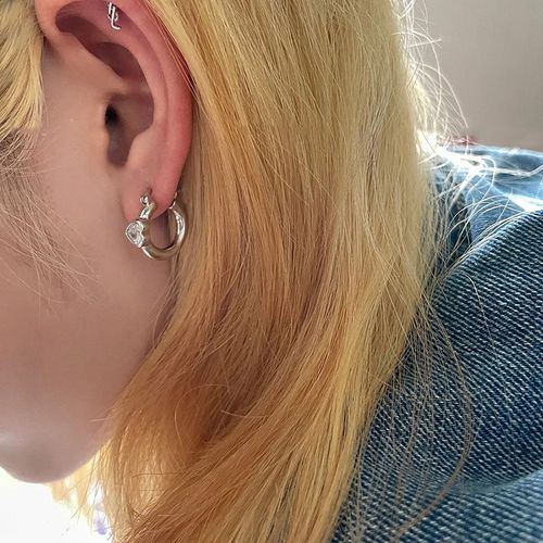 Boucles D'oreilles Créoles Petit Coeur Plaqué Argent Pour Femmes Et Hommes,Piercing D'oreille Cartilage,Bijoux Simples,2022