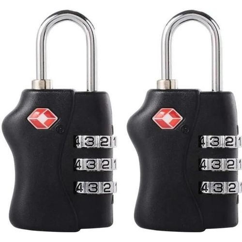 XCSOURCE Serrures à bagages TSA, cadenas de sécurité à 3 chiffres, cadenas à combinaison,pour valise sac bagage, Noir [2 Pack]