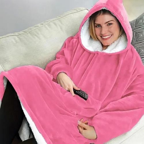 Plaid Polaire Rose Avec Manches Et Capuche - Onever - Sweat À Capuche - Rectangulaire - Classique - Intemporel